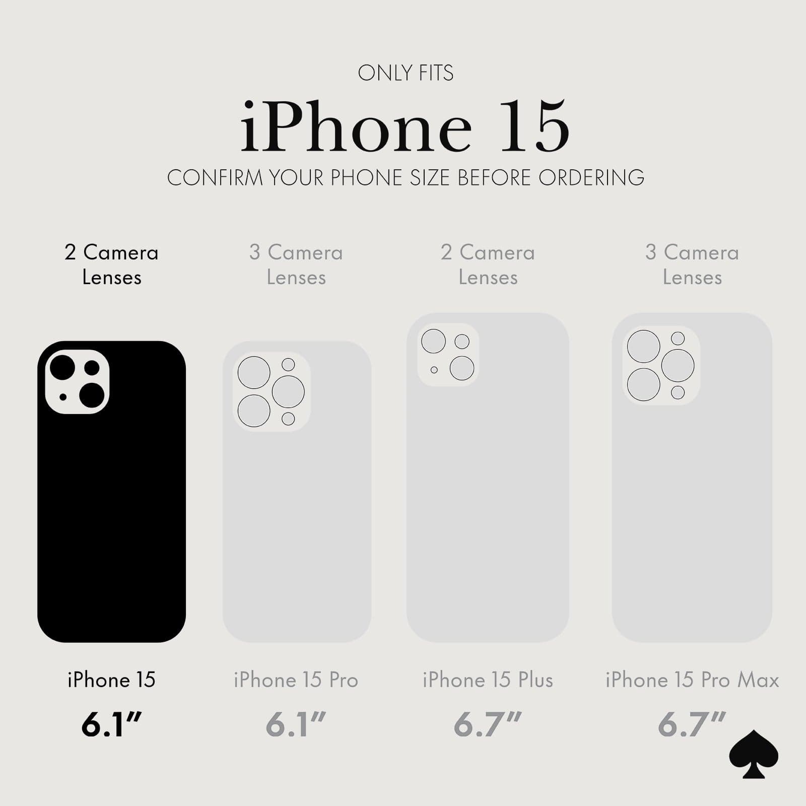 ONLY FITS WITH IPHONE 15 CONFIRM YOUR PHONE SIZE BEFORE ORDERING
