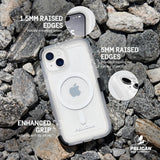 5MM RAISED CORNERS PROVIDES ENHANCED REAR CAMERA PROTECTION. 1.5MM RAISED CORNERS PROVIDES ENHANCED SCREEN PROTECTION.