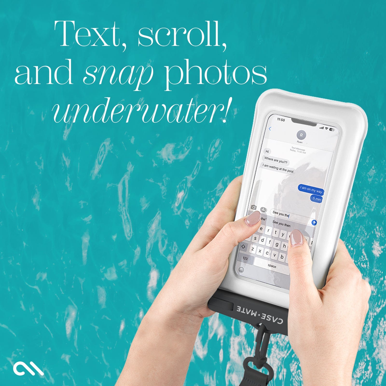 TEXT, SCROLL, AND SNAP PHOTOS UNDERWATER