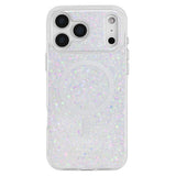 A clear protective phone case filled with iridescent holographic glitter, shown on a white phone against a solid white background.
#color_chunky glitter