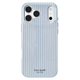 A light blue and white vertically striped phone case with a clear bumper edge, featuring the 'kate spade NEW YORK' logo at the bottom, shown on a white background.
#color_diamond blue stripe