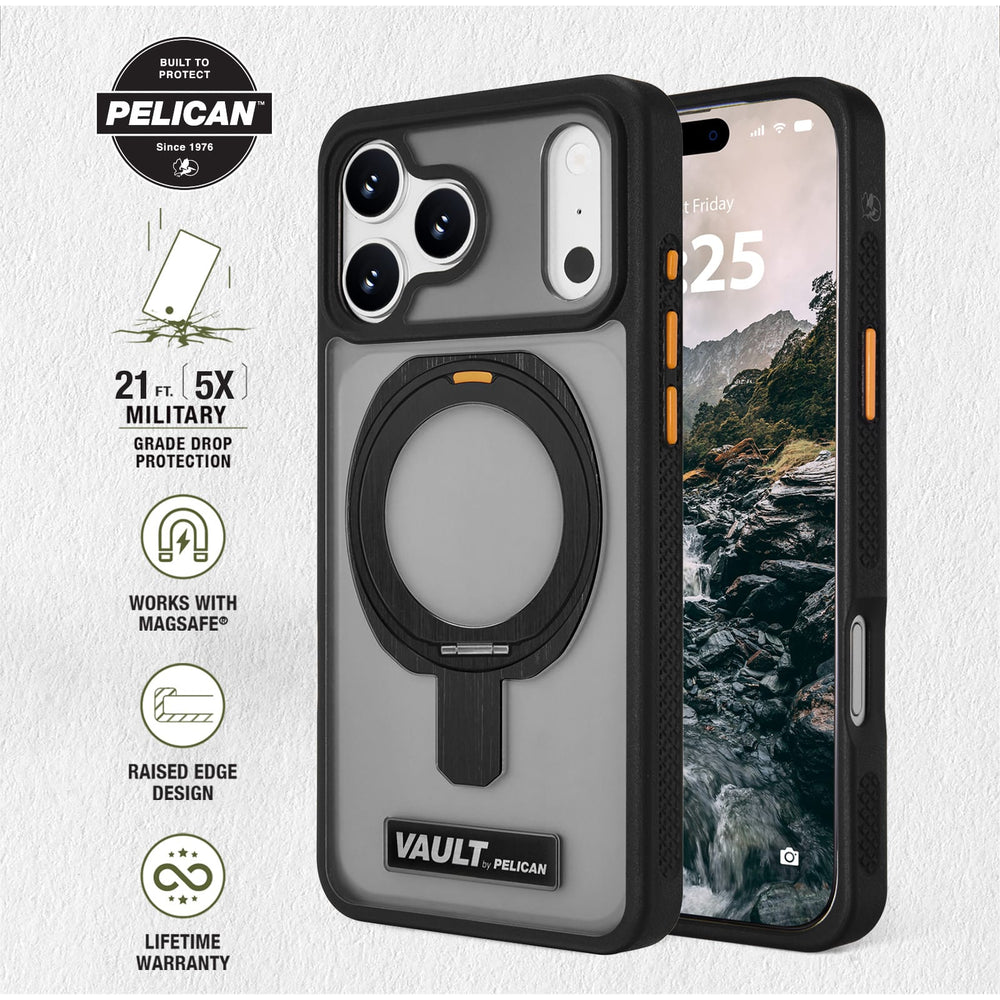 Built to Protect Pelican, 21 feet 5x military grade drop protection. Works with MagSafe. Raised Edge Design. Lifetime warranty
#color_vault smoke
