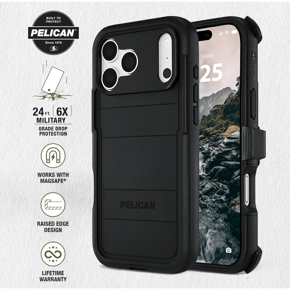 Built to Protect Pelican, 24 feet 6x military grade drop protection. Works with MagSafe. Raised Edge Design. Lifetime warranty
#color_voyager black
