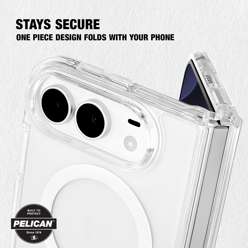 Stays secure, only piece design folds with your phone 
#color_ranger clear