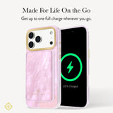 Product highlight calling out this portable charger gets up to one full charge on the go. 
#color_pink pearl