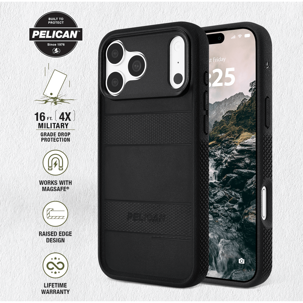 Built to Protect Pelican, 16 feet 4x military grade drop protection. Works with MagSafe.
Raised Edge Design. Lifetime warranty
#color_protector black