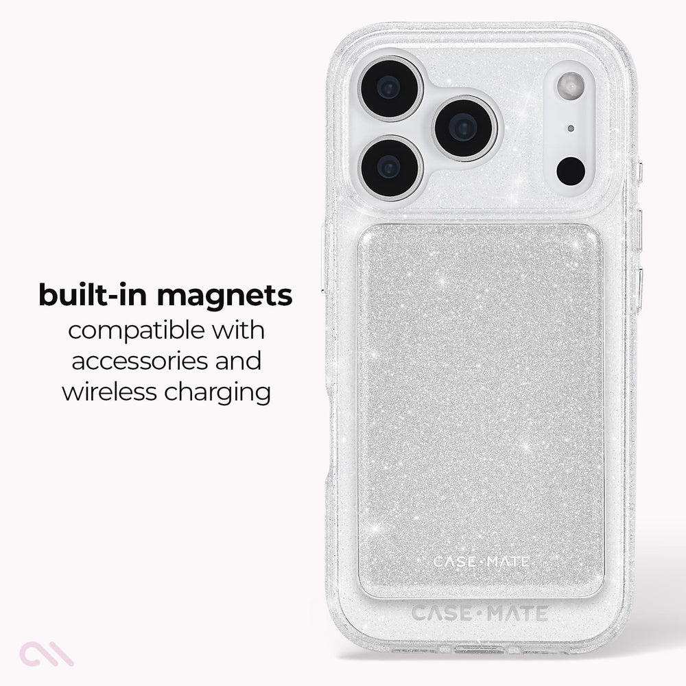 Built-in magnets compatible with accessories and wireless charging 
#color_sheer twinkle silver

