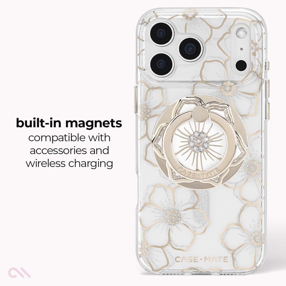 Built-in magnets compatible with accessories and wireless charging 
#color_floral gems
