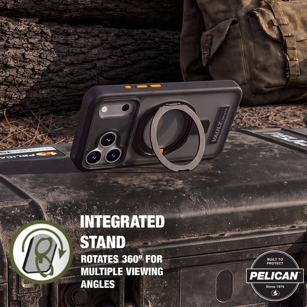 Integrated stand, rotates 360 degree multiple viewing angles
21 feet 5x military grade drop protection.
#color_vault smoke

