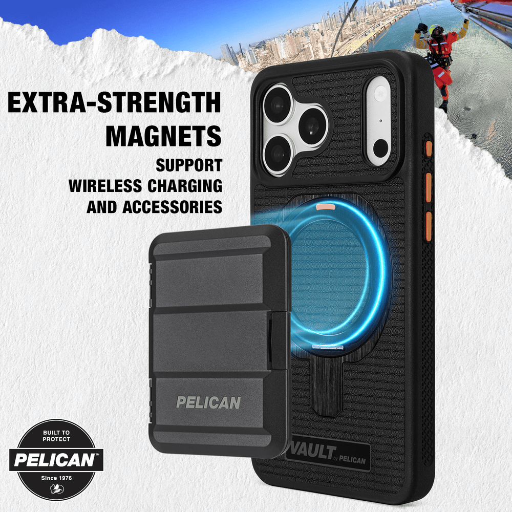 Extra-Strength Magnets, support wireless charging and accessories
#color_vault black ripstop
