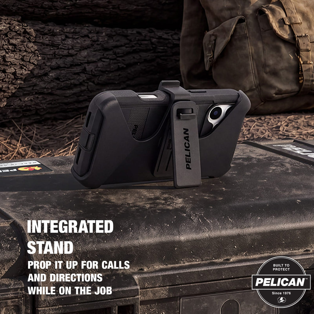 Integrated stand prop it up for calls and directions while on the job
#color_voyager black
