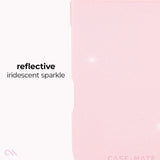 A pale pink phone case with a textured, glittery finish and subtle reflective sparkle effect, shown next to white text that reads 'reflective iridescent sparkle'.

#color_ballet pink twinkle
