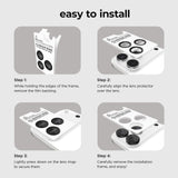 Easy to Install. Step 1: While holding the edges of the frame, remove the film backing. Step 2: Carefully align the lens protector over the lens. Step 3: Lightly press down on the lens rings to secure them. Step 4: Carefully remove the installation frame, and enjoy!
#color_midnight black