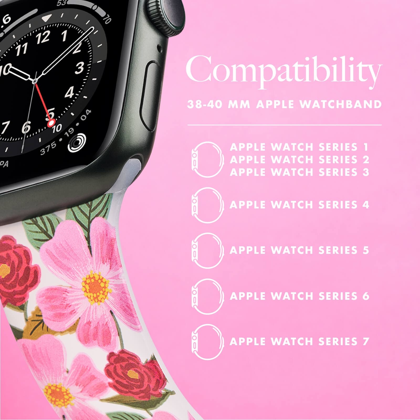 Compatibility with Apple Watch Series 1-7 color::rose garden