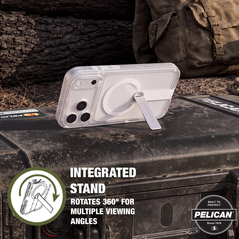 Integrated stand, rotates 360 degrees for multiple viewing angles
#color_protector clear with stand