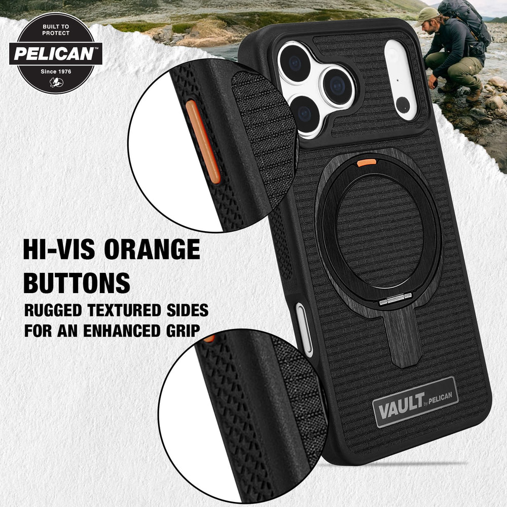 Protective Action Button Cover, Rugged Textured SIdes for an Enhanced Grip
#color_vault black ripstop
