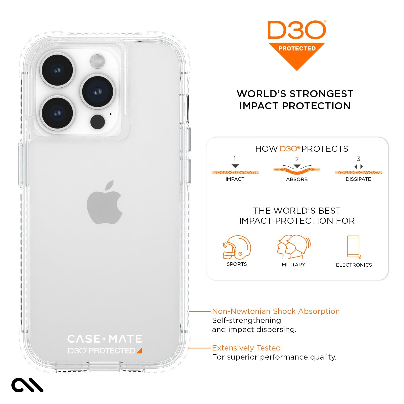 Ultra Tough D3O Clear iPhone 15 Pro Case Mate