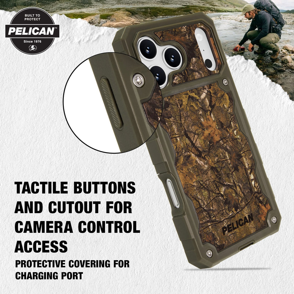 Protective Covering for buttons and charging port , cutout for camera control access
#color_shield elements hunter camo
