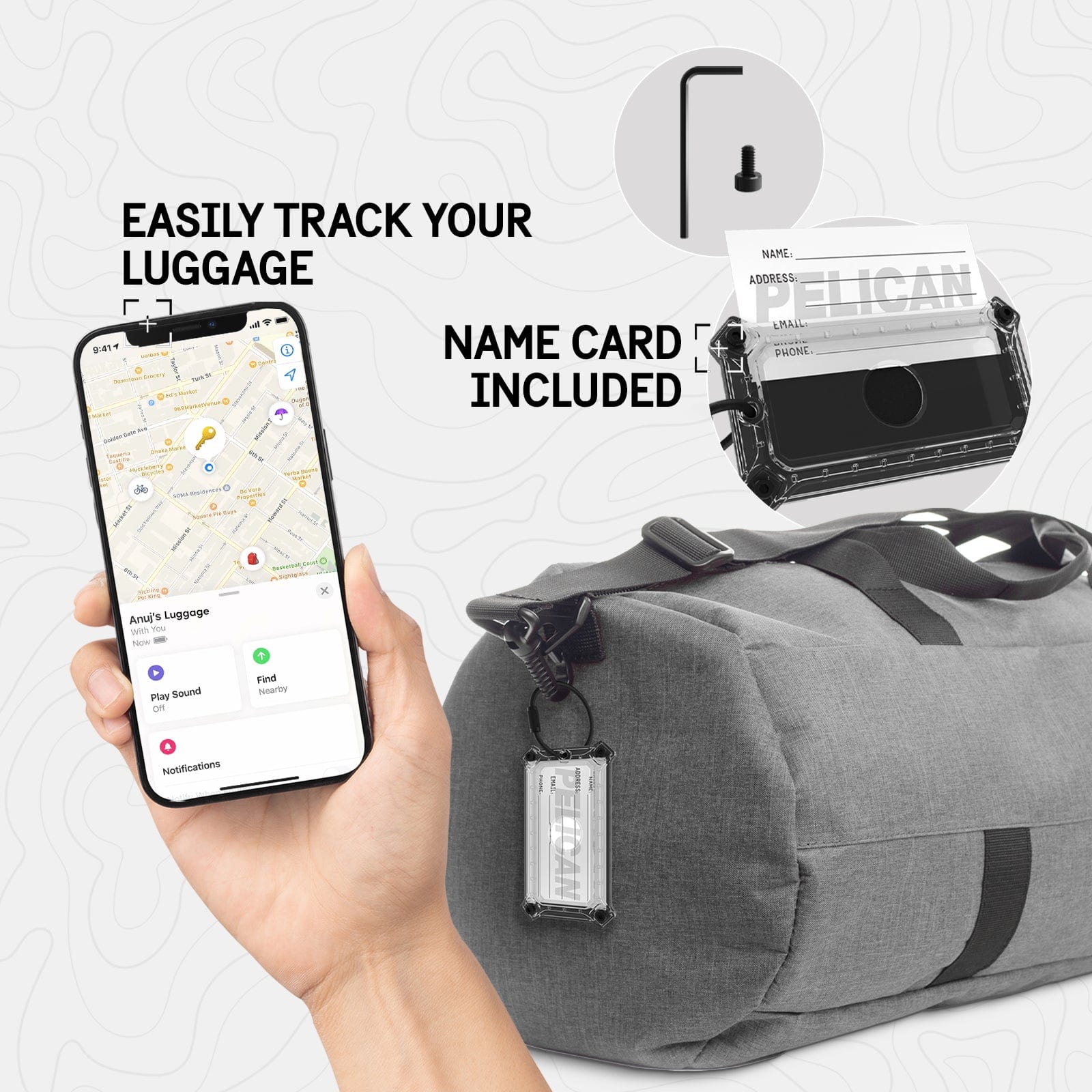 EASILY TRACK YOUR LUGGAGE. NAME CARD INCLUDED.
