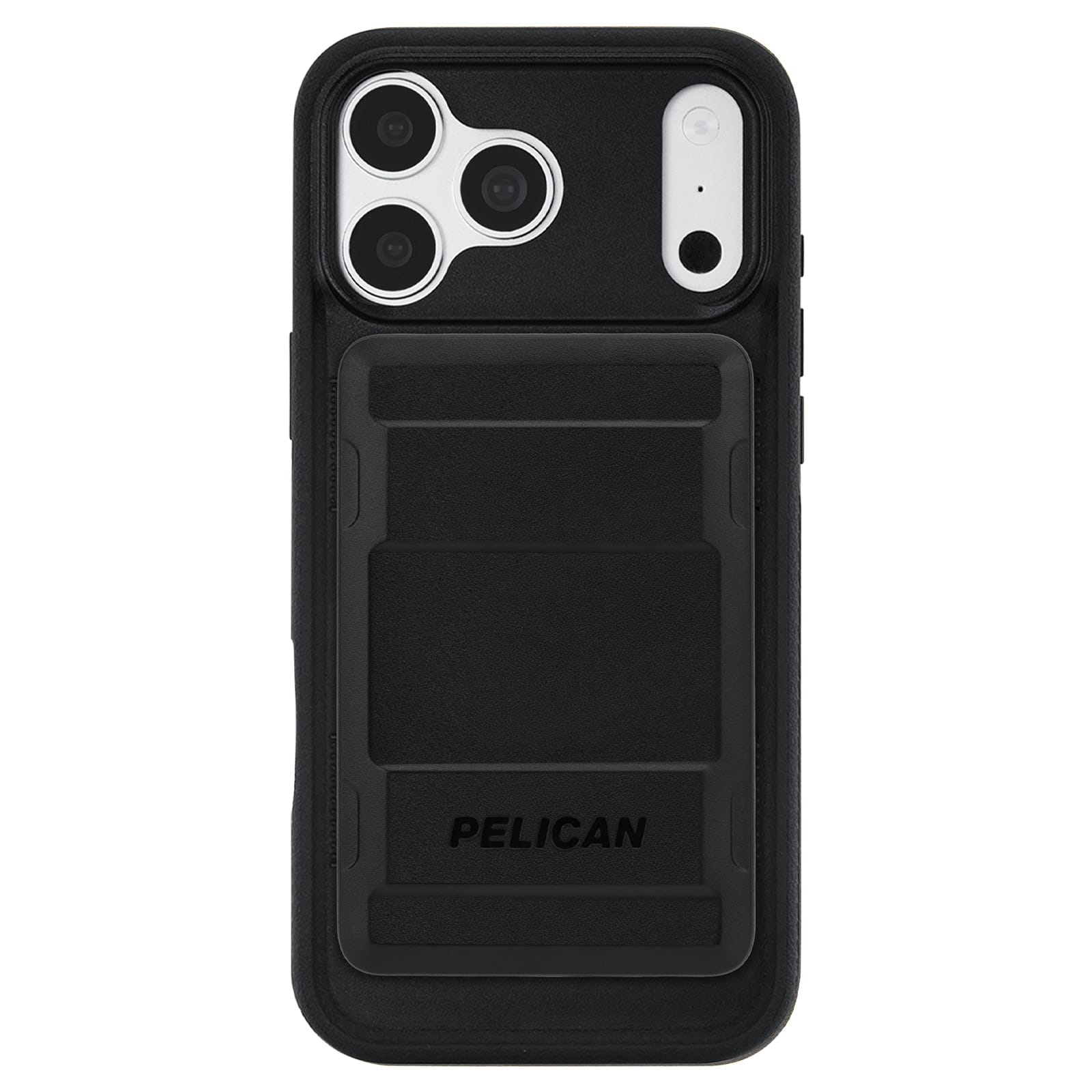 Black Pelican rugged phone case with a MagSafe Battery Pack, shown on a white background.
Pelican Protector MagSafe Battery Pack
