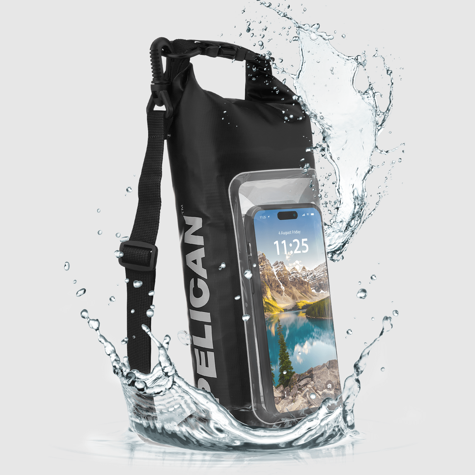 Pelican Marine Waterproof 2L Dry Bag Stealth Black Phone Pouch