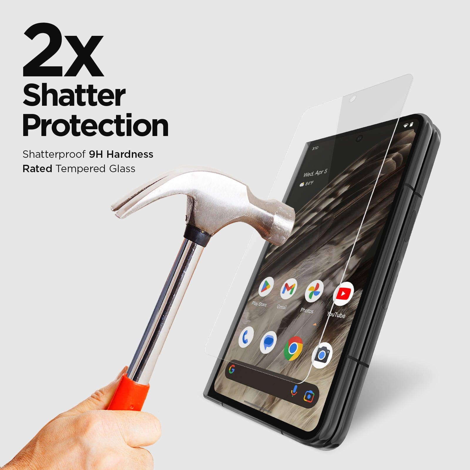 2X SHATTER PROTECTION. SHATTERPROOF 9H HARDNESS RATED TEMPERED GLASS
