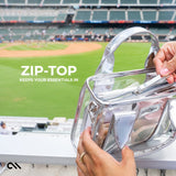 Zip-top, keeps your essentials in 
#color_silver chrome