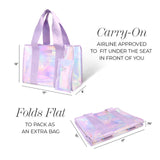 Carry-on Airline approved to fit under the seat in front of you. Bag folds flat to pack as an extra bag

#color_soap bubble®