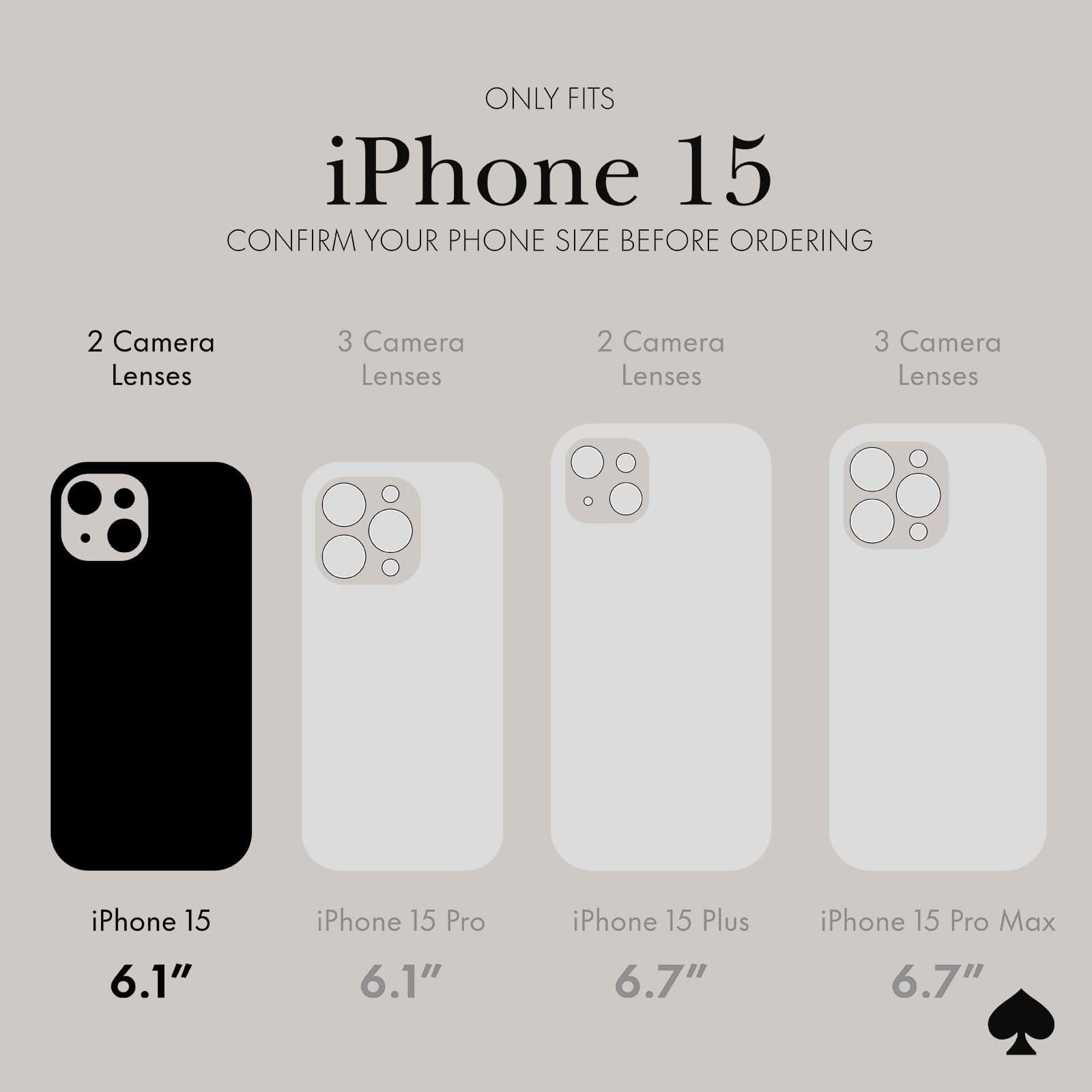 ONLY FITS IPHONE 15. CONFIRM YOUR PHONE SIZE BEFORE ORDERING