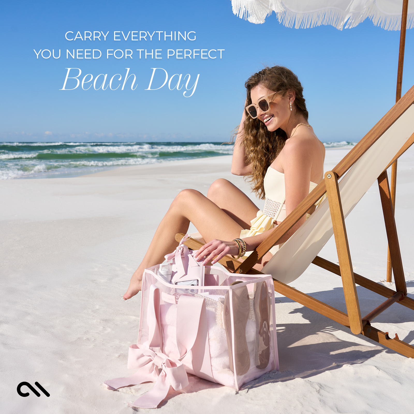 Special Edition Bow Beach Tote With Phone Pouch