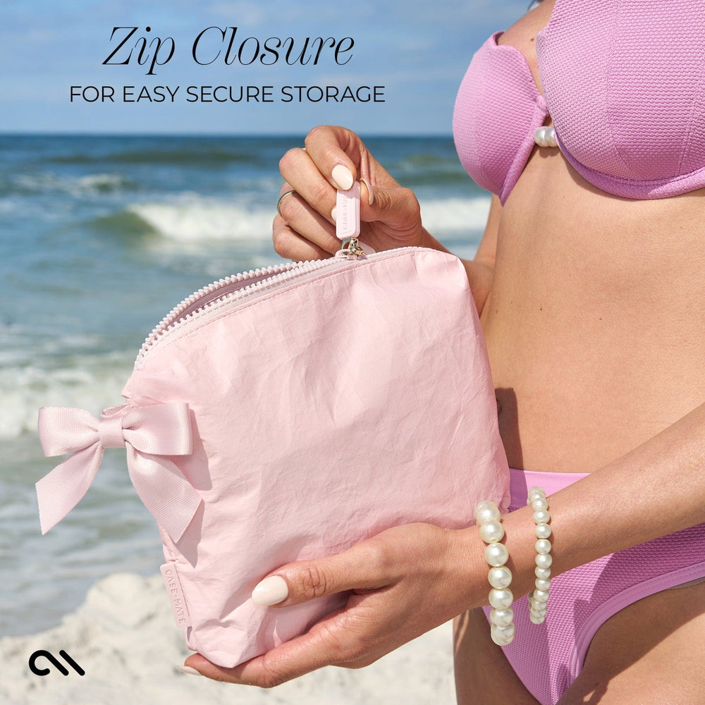 ZIP CLOSURE EASY FOR SECURE STORAGE 
#color_ballet pink bow
