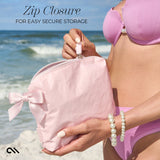 ZIP CLOSURE EASY FOR SECURE STORAGE 
#color_ballet pink bow