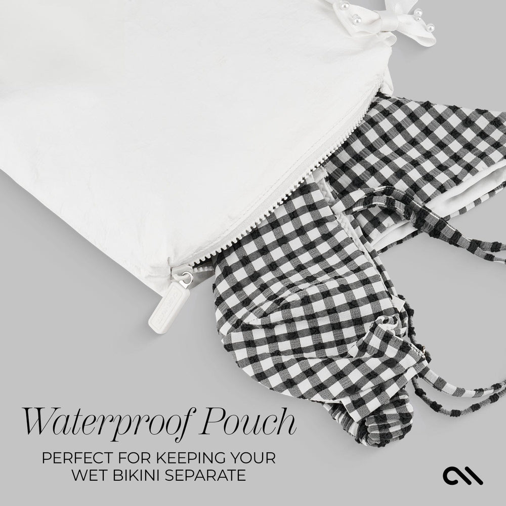 WATERPROOF POUCH PERFECT FOR KEEPING YOUR BIKINI SEPARATE #color_ivory pearl bow