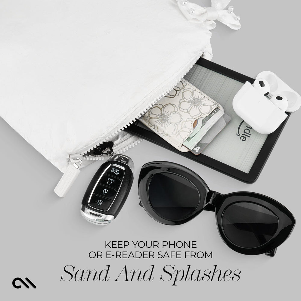 KEEP YOUR PHONE OR E-READER SAFE FROM SAND AND SPLASHES #color_ivory pearl bow