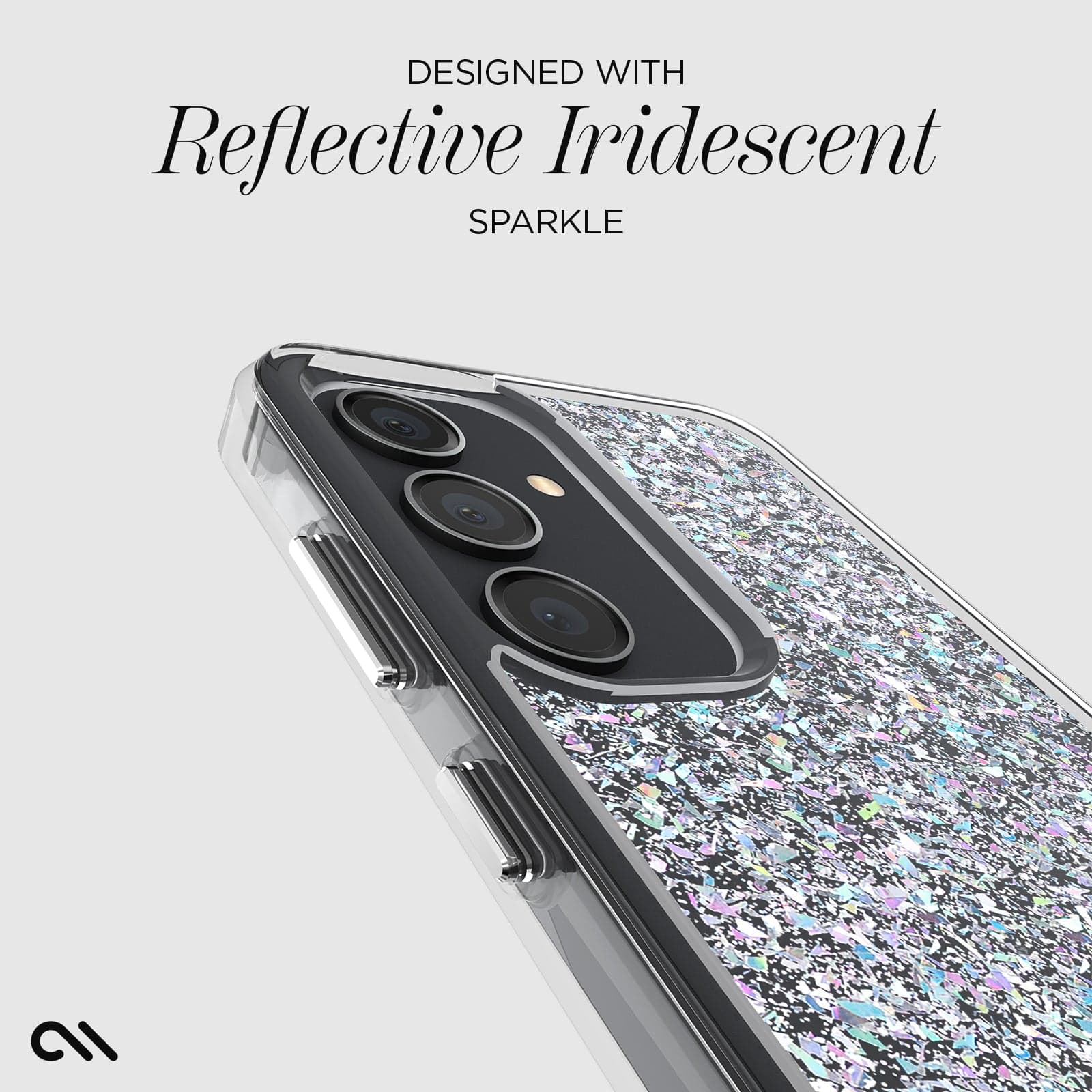 DESIGNED WITH REFLECTIVE IRIDESCENT SPARKLE