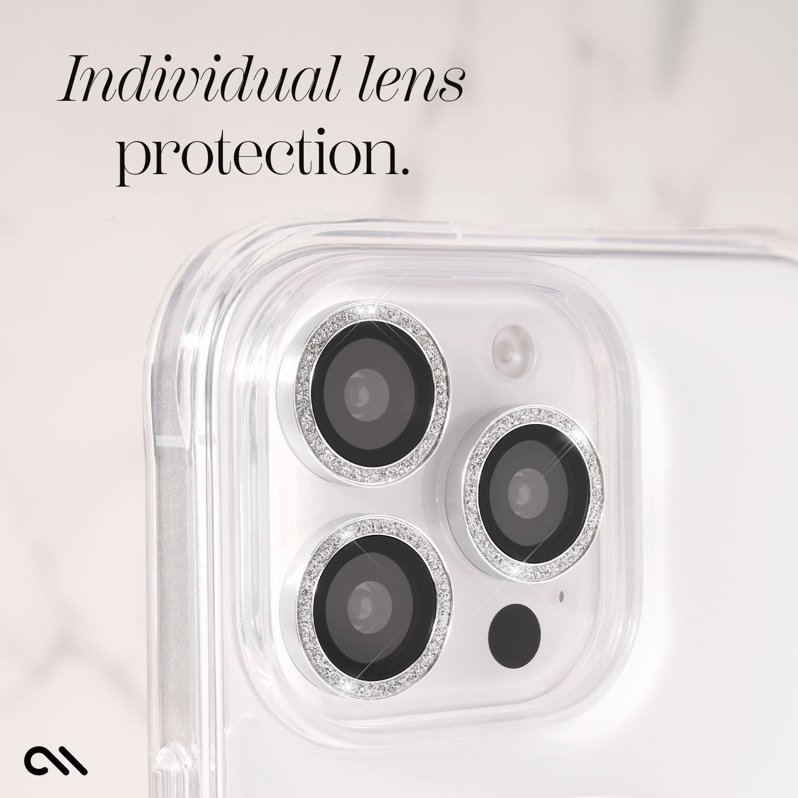 Protecteurs Objectif IPhone 16 Pro/Pro Max - Verre Trempé, Anneau Argenté Brillant - 3 Pièces, Anti-rayures, Anti-chocs