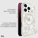 CLICKABLE BUILT-IN ACTION BUTTON. CUTOUT PROVIDES CONVENIENT ACCESS TO CAMERA CONTROL