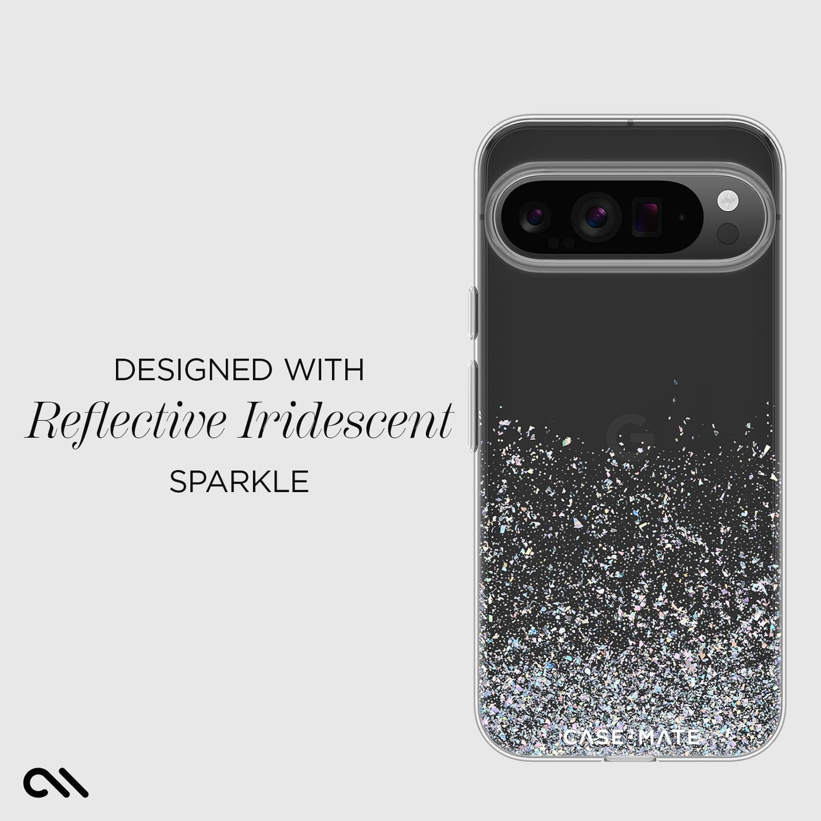 Designed with reflective iridescent sparkle 