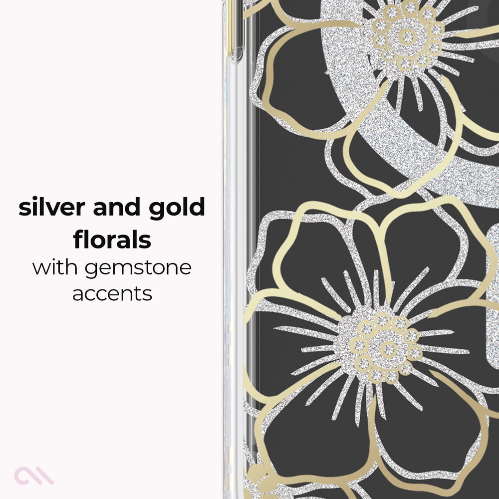 Silver and Gold Florals with gemstone accents
