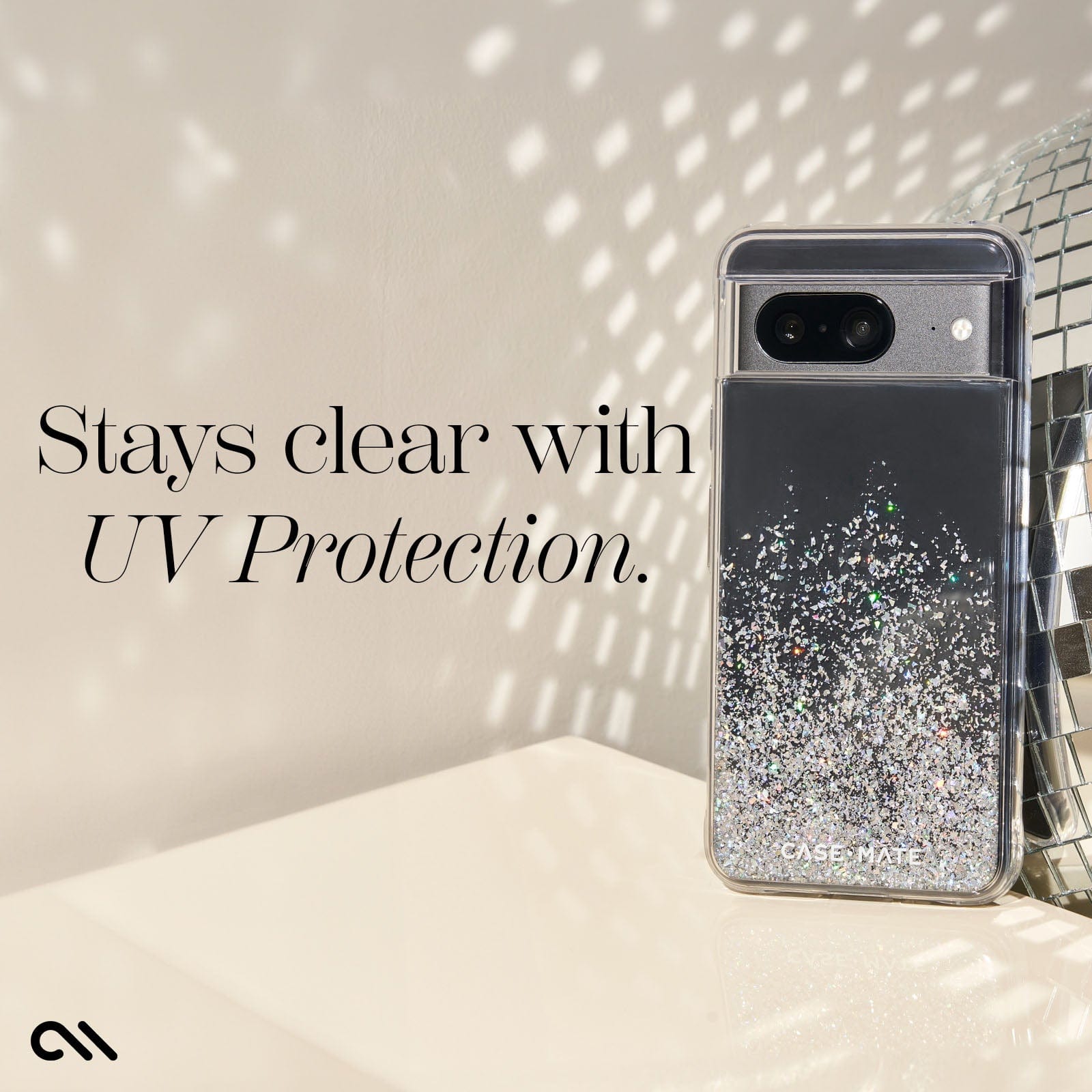 SAYS CLEAR WITH UV PROTECTION