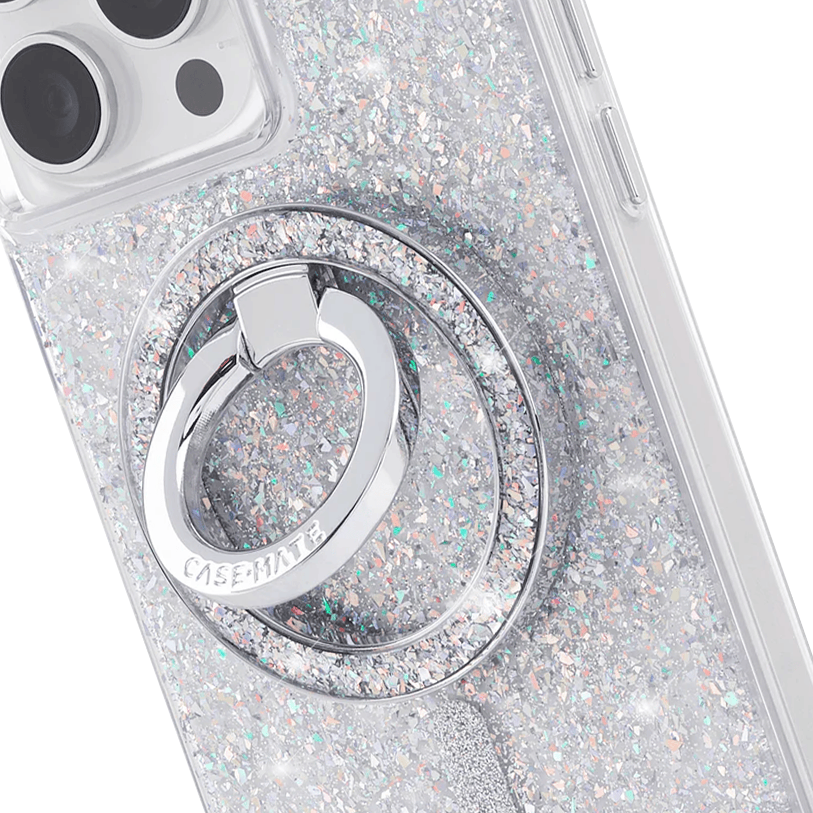 Glittery phone case with a ring holder on a white background
#color_twinkle disco