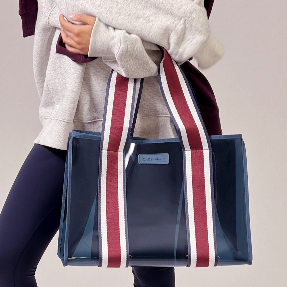 Navy Rugby Stripe Jelly Tote #color_navy rugby stripe