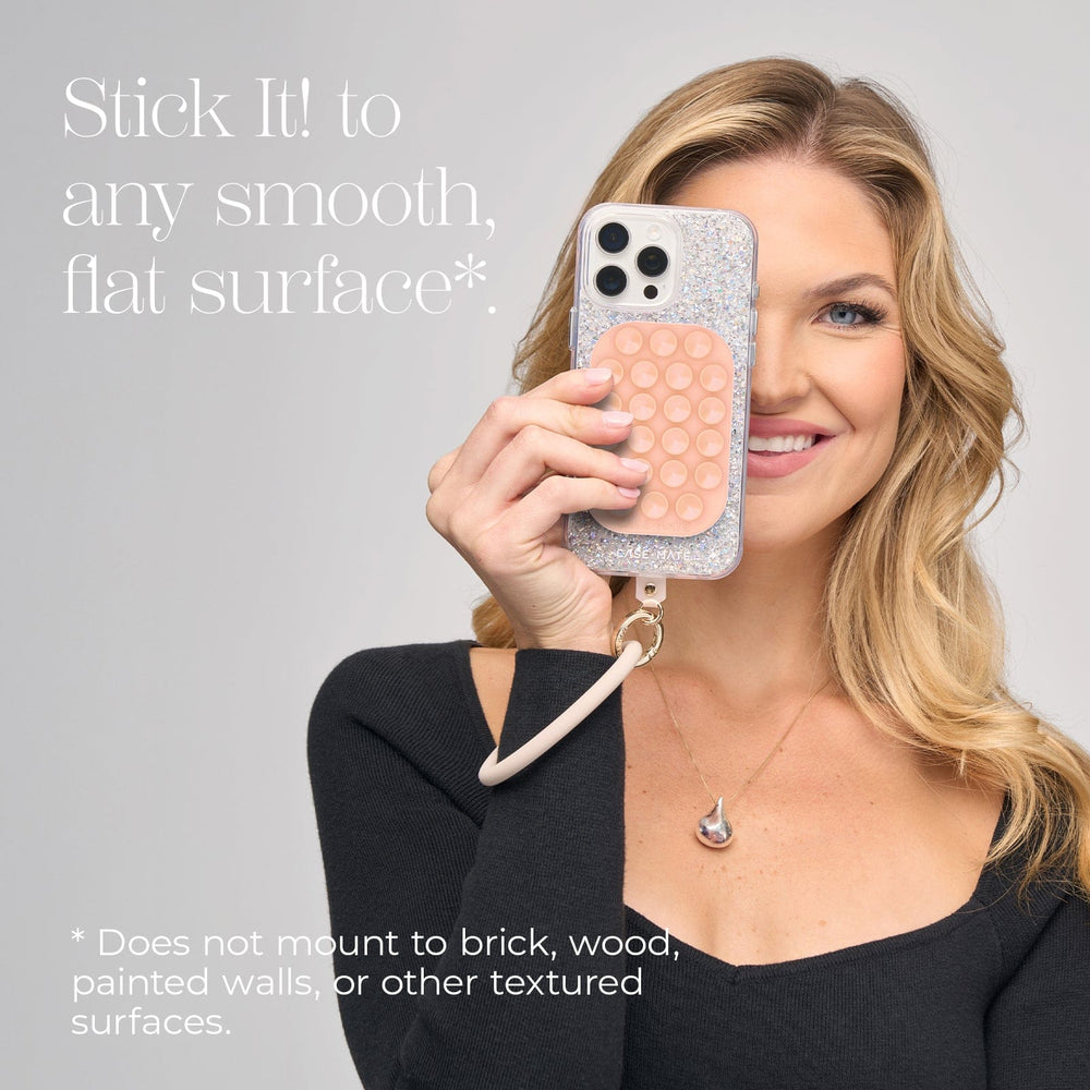 Stick It! to any smooth flat surface. Does not mount to brick, wood, painted walls, or other textured surfaces  #color_peach