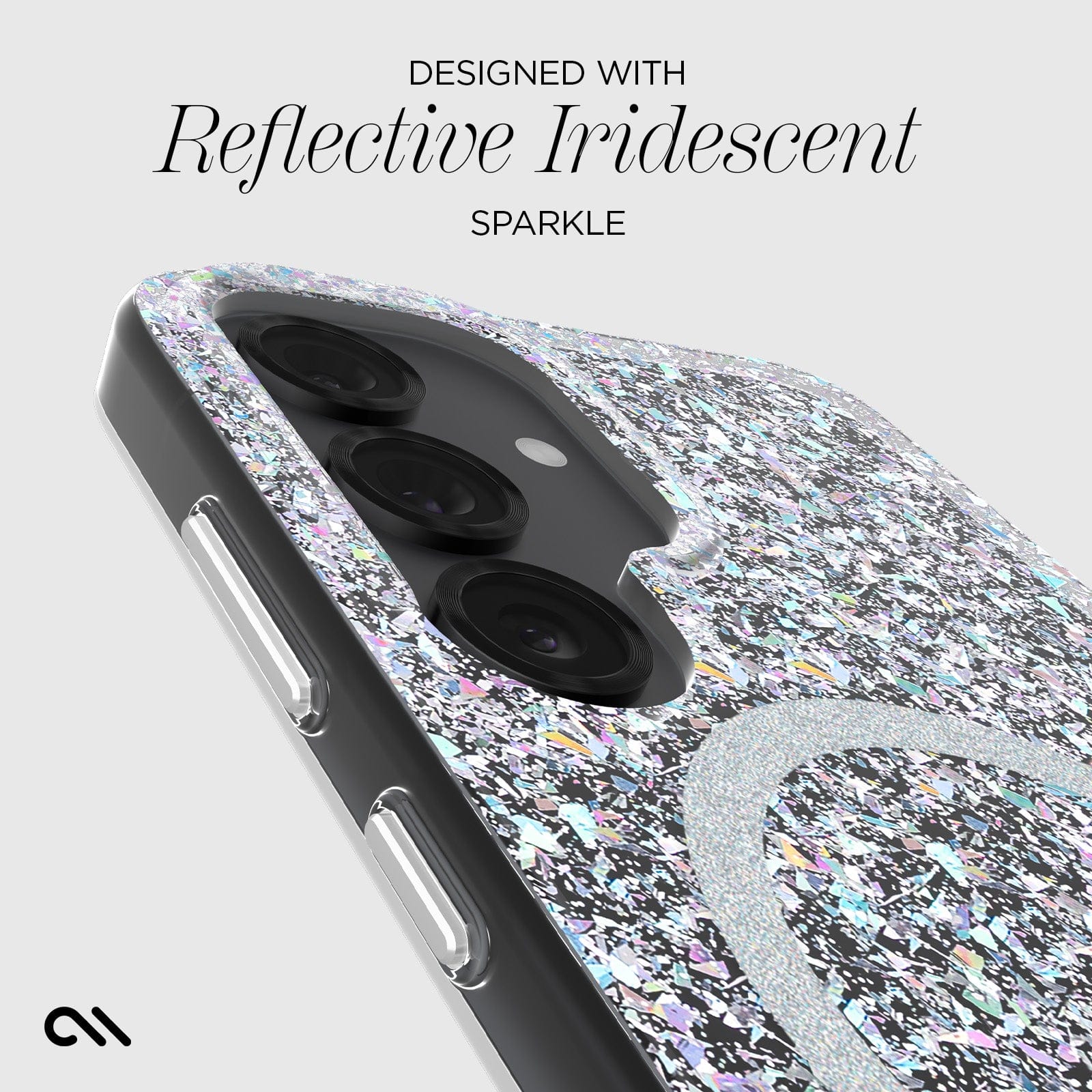 DESIGNED WITH REFLECTIVE IRIDESCENT SPARKLE