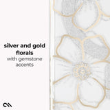 silver and gold florals with gemstone accents