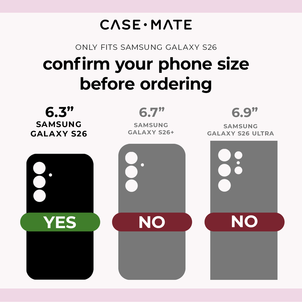 Only fits samsung galaxy S26 , confirm your phone size before ordering, 6.3" Samsung Galaxy S26