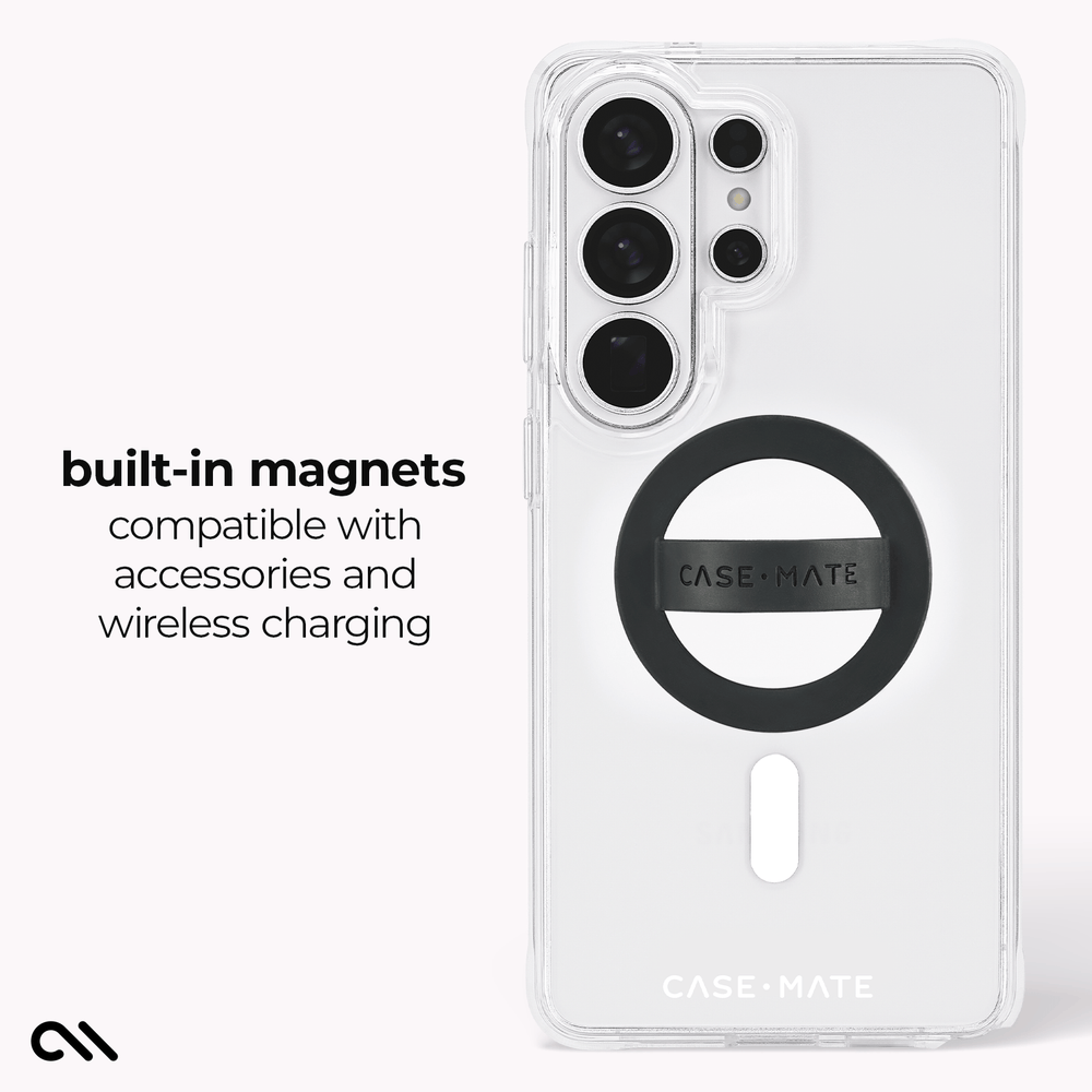 Built-in magnets compatible with accessories and wireless charging