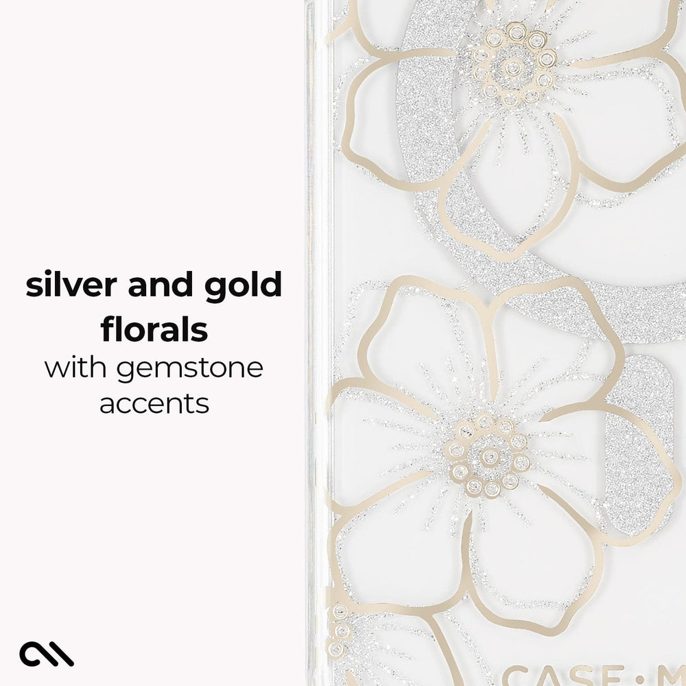 Silver and gold florals with gemstone accents