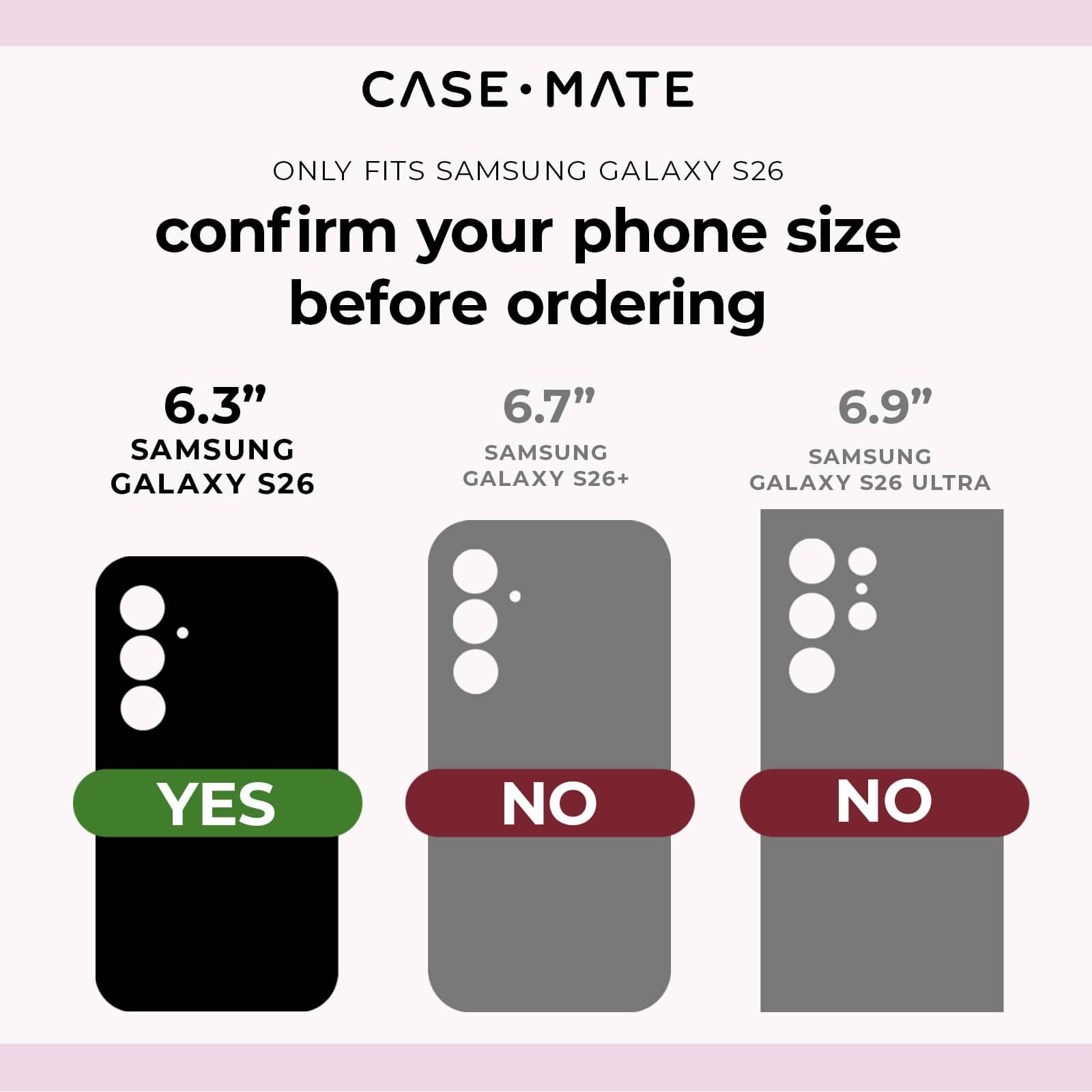 Only fits samsung galaxy S26 , confirm your phone size before ordering, 6.3" Samsung Galaxy S26 