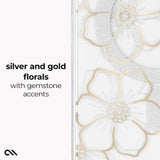 silver and gold florals with gemstone accents